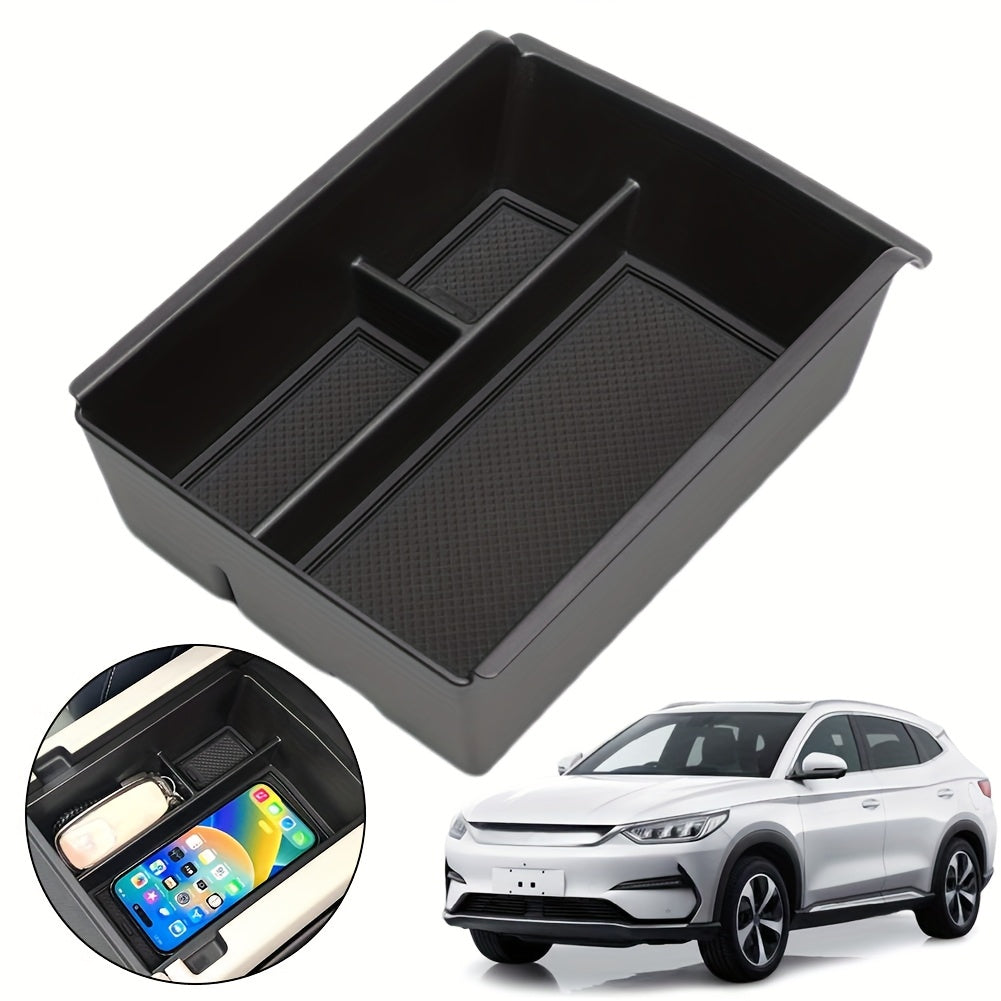 Car Interior Organizer Storage Box with USB-C Port Durability Textured