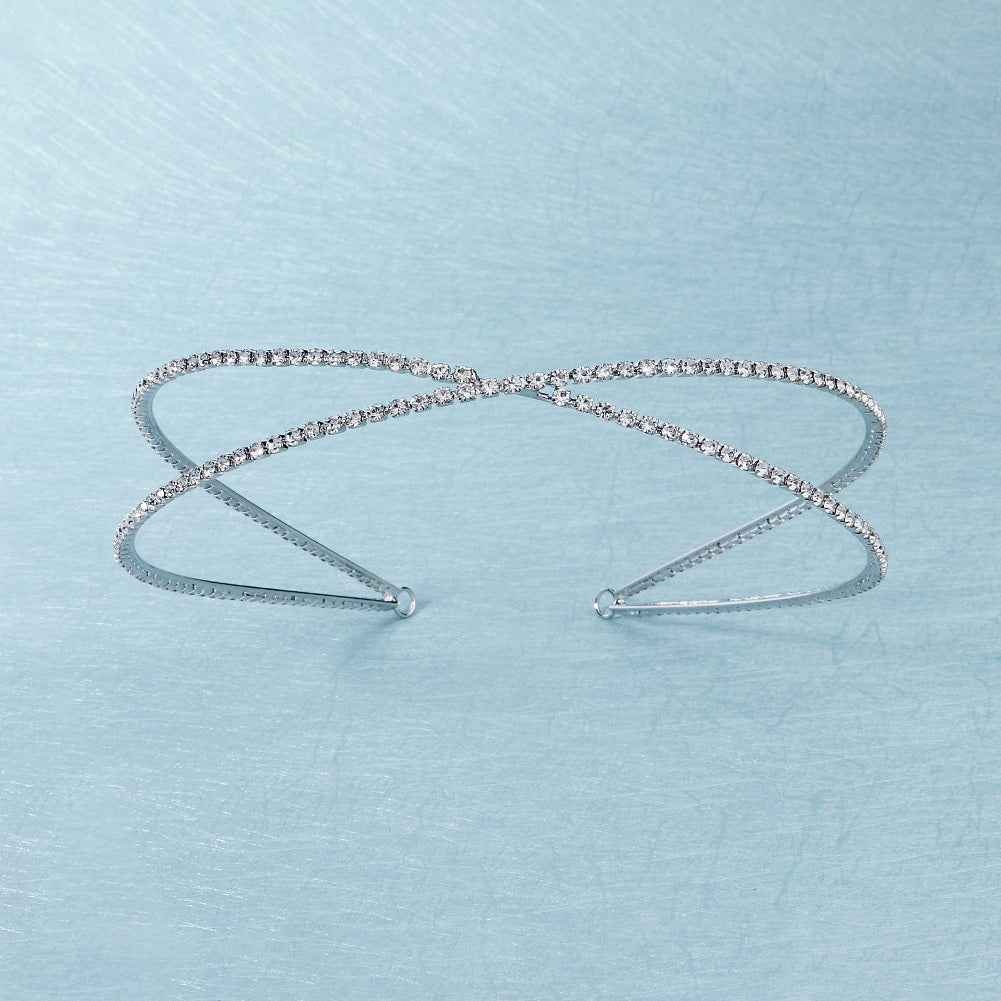 Personalized Rhinestone Cross Head Hoop Hair Accessory for Bridal and Wedding