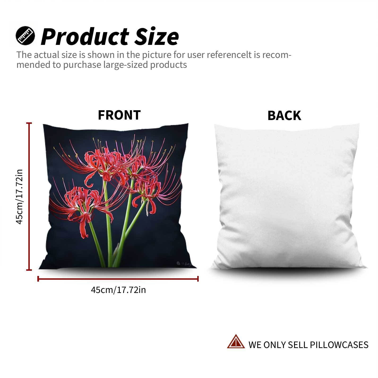 Set of 4 Red Floral Throw Pillow Covers with Zipper Closure Machine Washable for Sofa Bed Patio