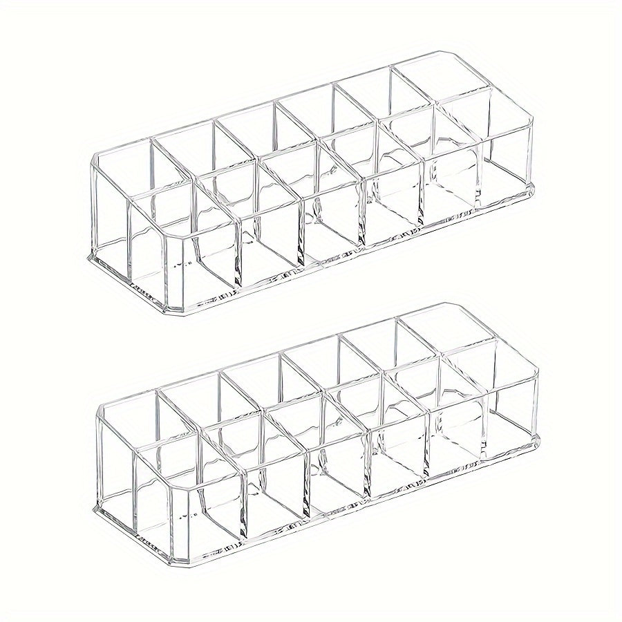 Прозрачный органайзер для губной помады с 12 отделениями - прочный пластик, настольное хранилище для косметики и необходимых вещей в ванной