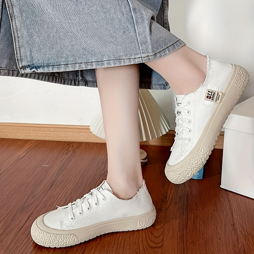 Women's Black And White Sneakers Soft Fabric Lightweight Rubber Sole