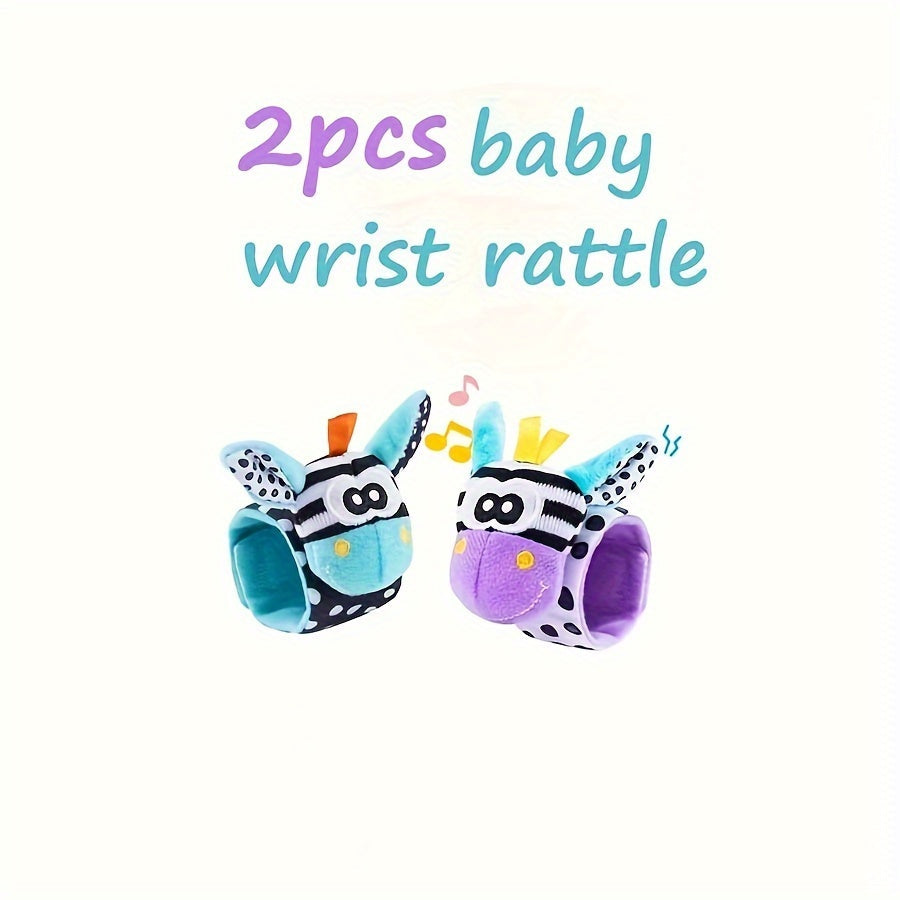 Set of 2 or 4 Baby Toys Animal Wrist Rattle and Foot Find Socks for Newborns