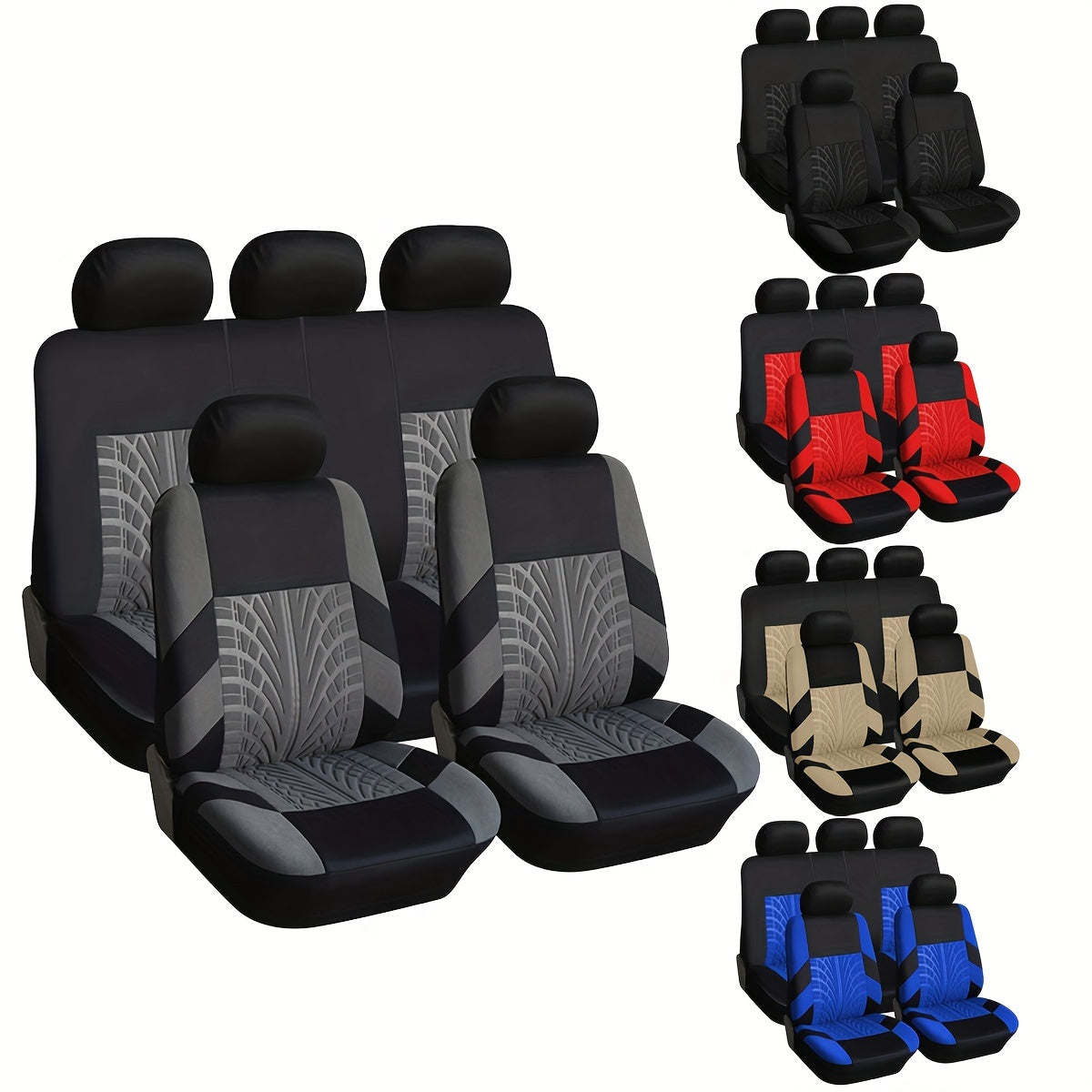 Sport Style Car Seat Cover Universal Fit for 5 Seats SUVs Pickup Trucks Breathable Polyester