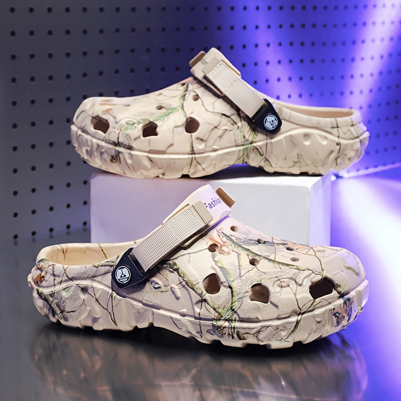 Unisex Camouflage Print EVA Clogs Breathable Summer Sandals with Adjustable Strap