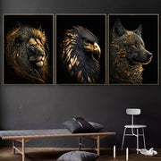 Abstract Lion and Eagle Canvas Wall Art Set 15.7x23.6 Inches Living Room Decor
