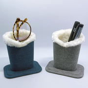 Canvas Eyeglasses Holder Stand Case for Desk or Nightstand Storage