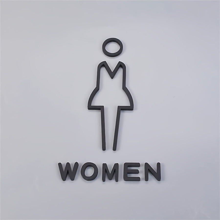 3D Acrylic Bathroom Sign with Arrow No Power Required Easy to Apply for Home and Business