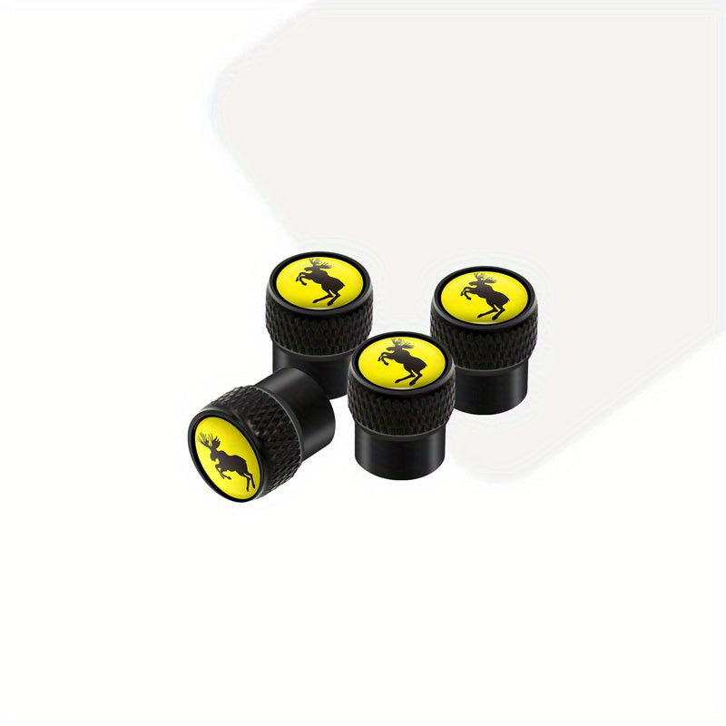 Juego de 4 tapas de válvula de neumático de metal para coche con diseño de ciervo