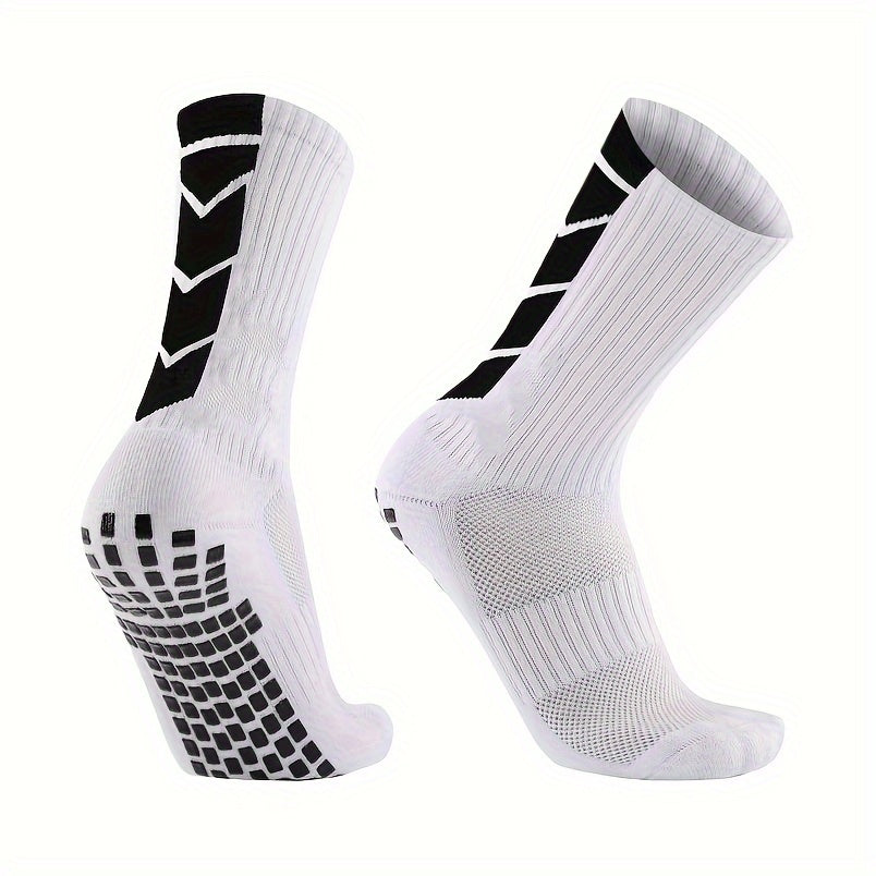 10 Pairs Unisex Athletic Sports Socks with Geometric Pattern Non-Slip Grip Knit Polyester for Soccer Basketball Skateboarding Rugby