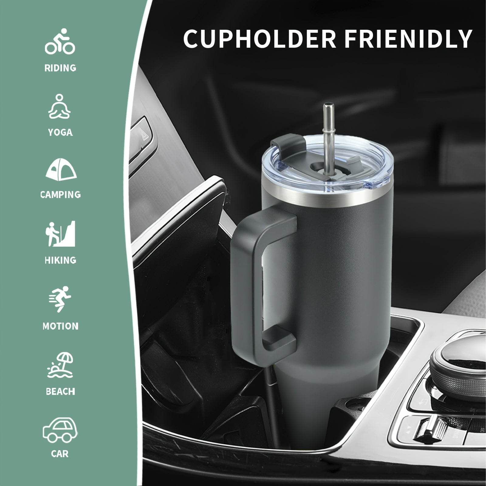 Taza de viaje aislada de acero inoxidable de 30oz y 40oz, para café caliente y frío, con tapa de pajilla