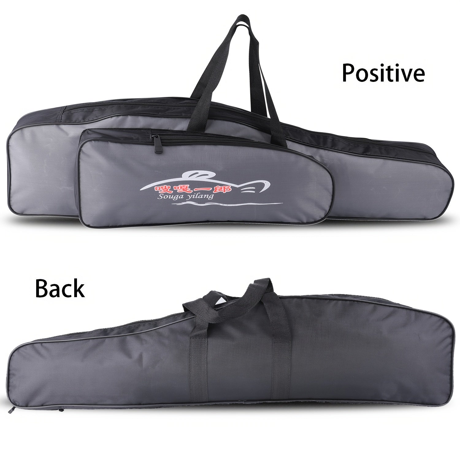 Canvas Fishing Rod Bag Waterproof Large Capacity Dual-Layer Zipper Travel Storage