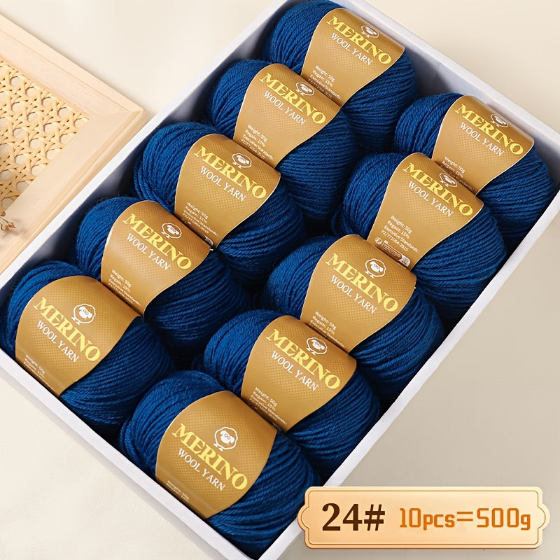 10 JIUWEIDIAOWANG Merino jun to'plari, har biri 500g, 212 O'rtacha og'irlik, Qo'l bilan bo'yalgan DIY material to'qimachilik uchun - Ko'p rangli gradient, Qalin va nozik aralashma, Kamel jun, Kuz Qish.