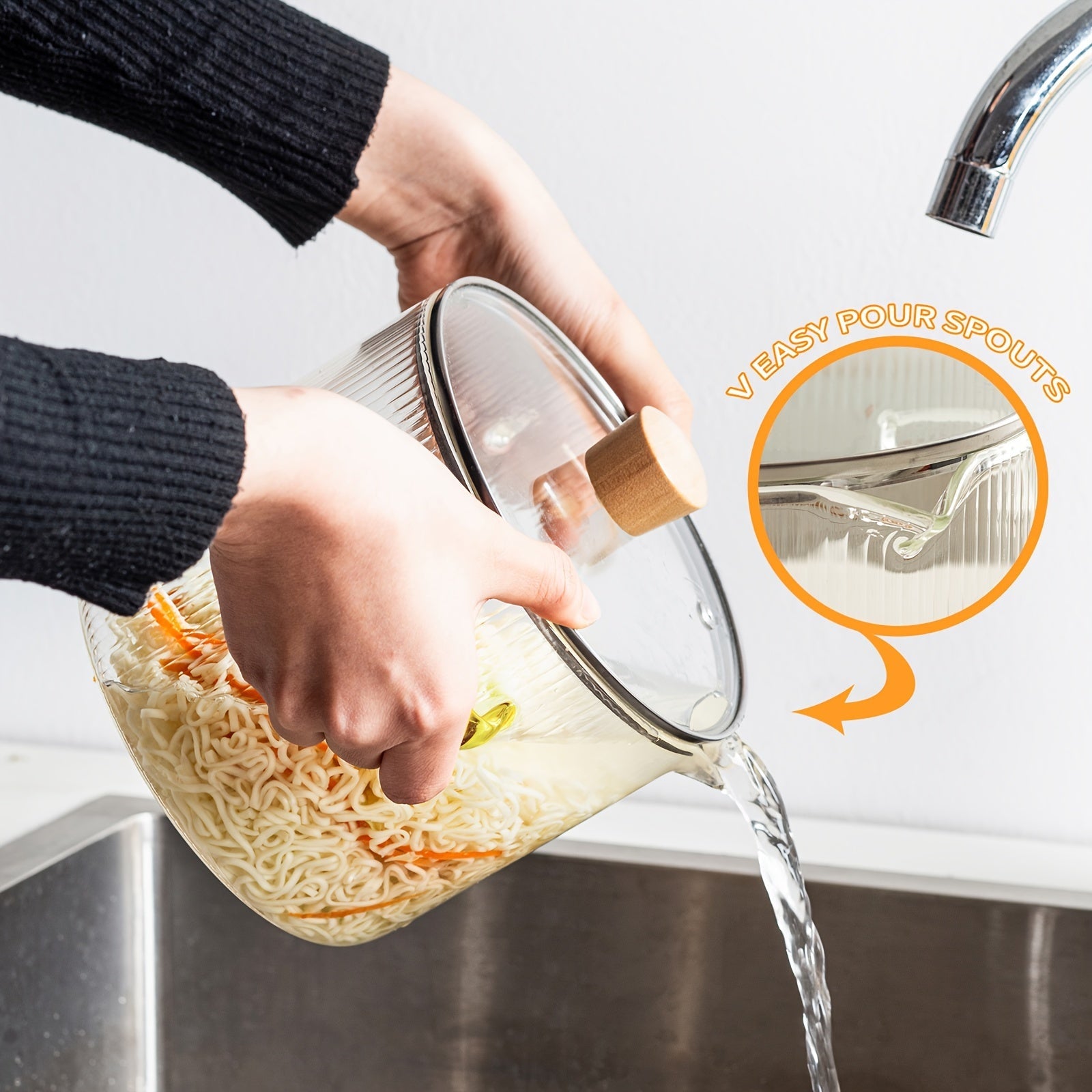 2-Piece Glass Cookware Set Stovetop Pots with Lids for Soup and Paella