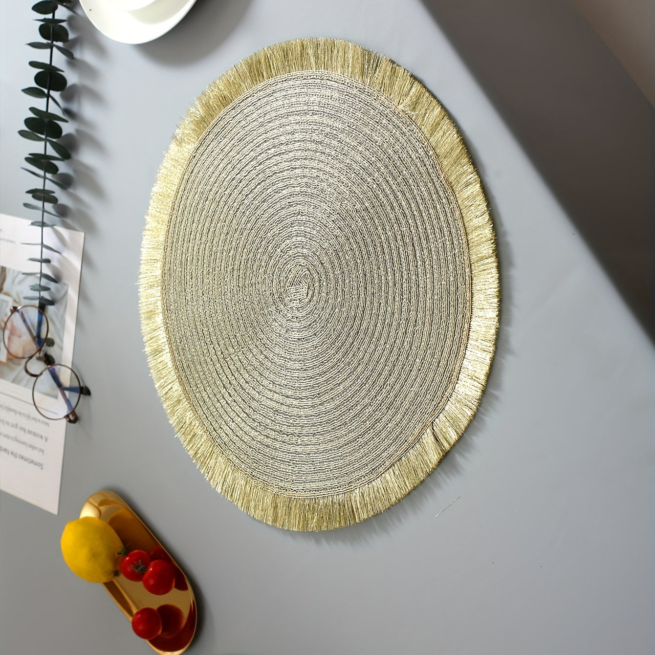 Insulated Placemats with Gold Tassels for Dining and Entertaining