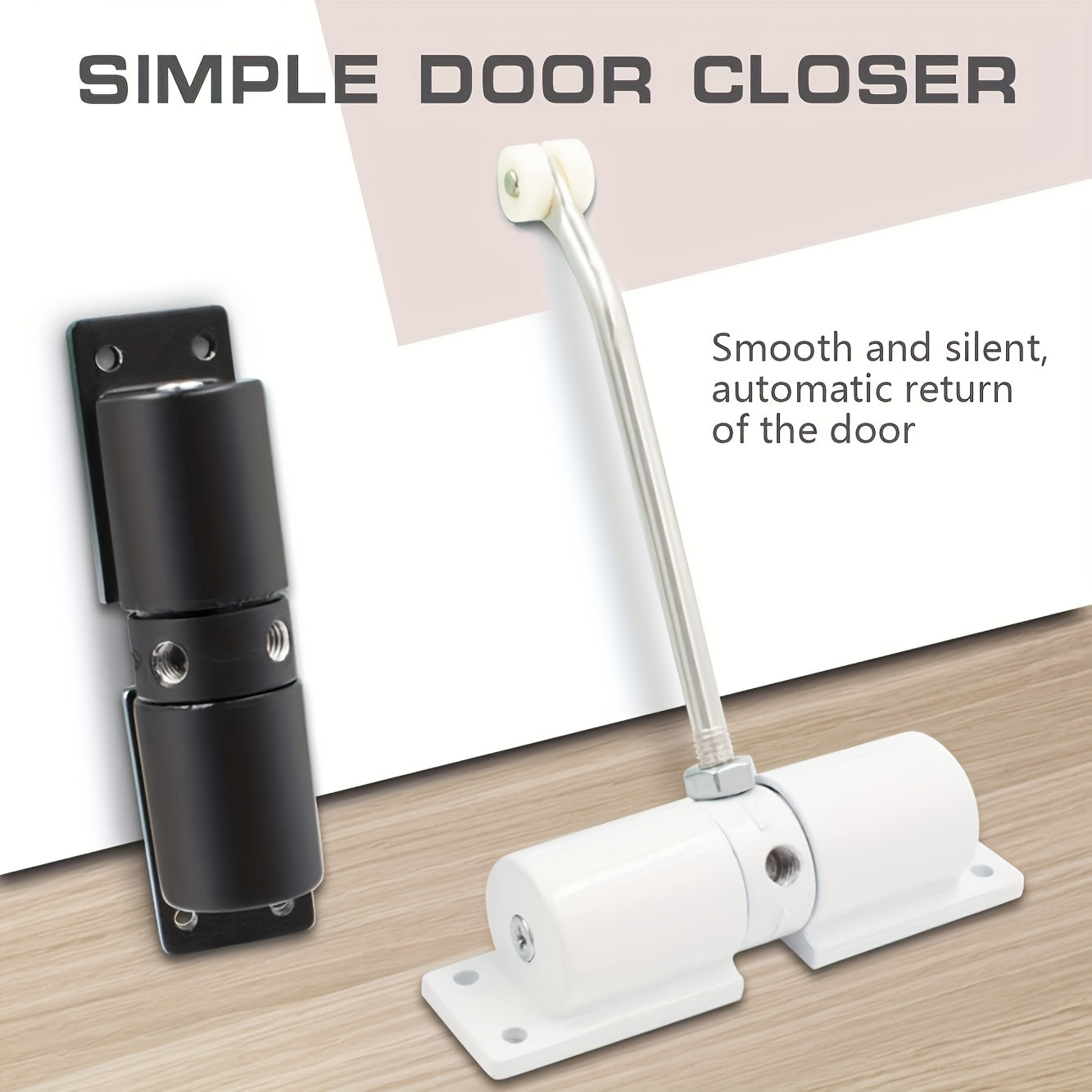 Stainless Steel Automatic Door Closer Black Surface Mounted with Adjustable Strength and Touch Remote Control