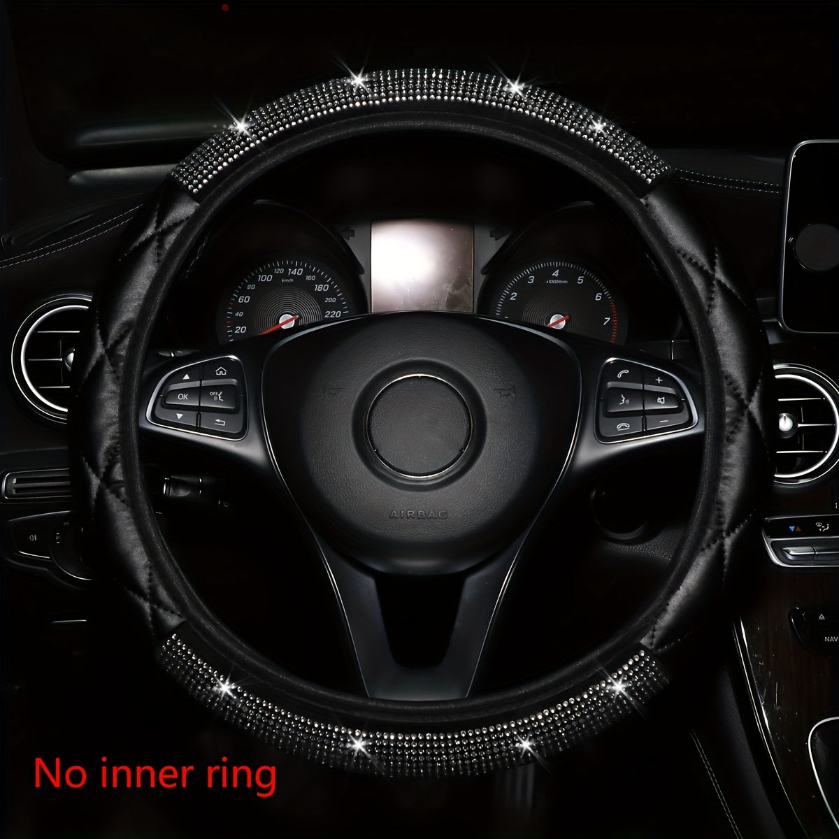 Avtomobil boshqaruv g'ildiragi qopqog'i to'plami yumshoq faux charm 37-38 sm uch o'lchovli