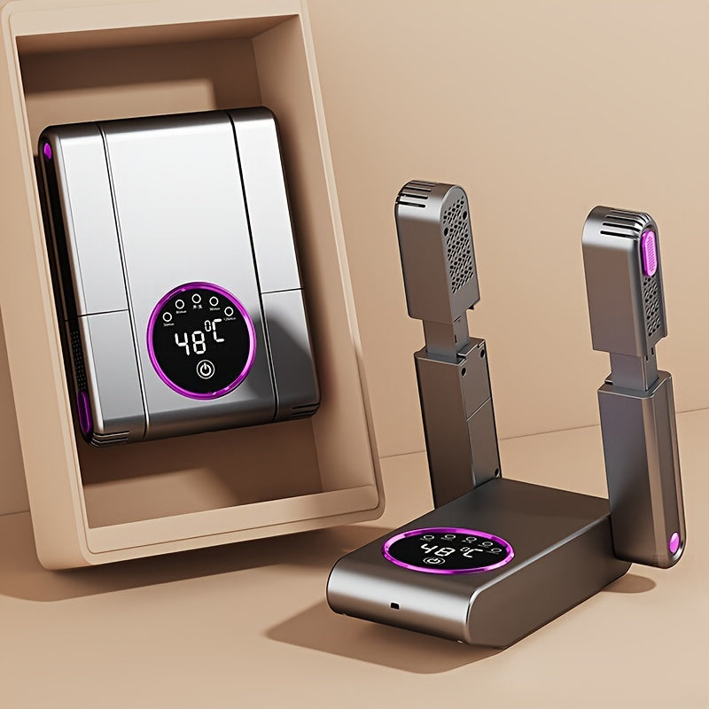 HOTU Qaytariladigan Poyabzal va Poyabzal Quruqchi/Isituvchi: 360° Tez Quruq, Doimiy Harorat, Vaqtli Quruq. Yevropa Standartiga mos kvadrat shakl. Joyni tejaydigan, batareyalar kerak emas.