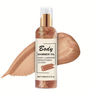 100ml Body Shimmer Oil with Golden Bronze Glow Moisturizing Illuminating for All Skin Types