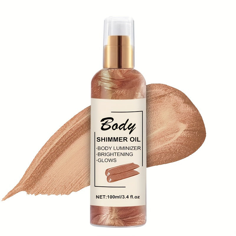 100ml Body Shimmer Oil with Golden Bronze Glow Moisturizing Illuminating for All Skin Types