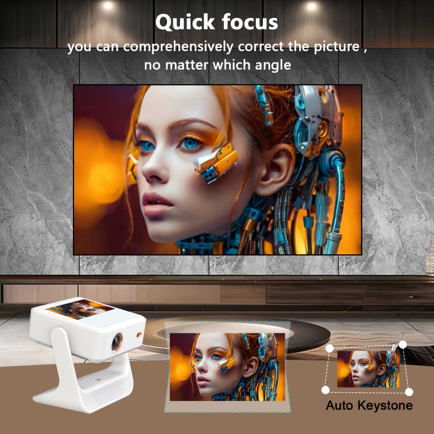 4K Supported Projector with Touch Screen, 1080p, WiFi 6 for Home Theater