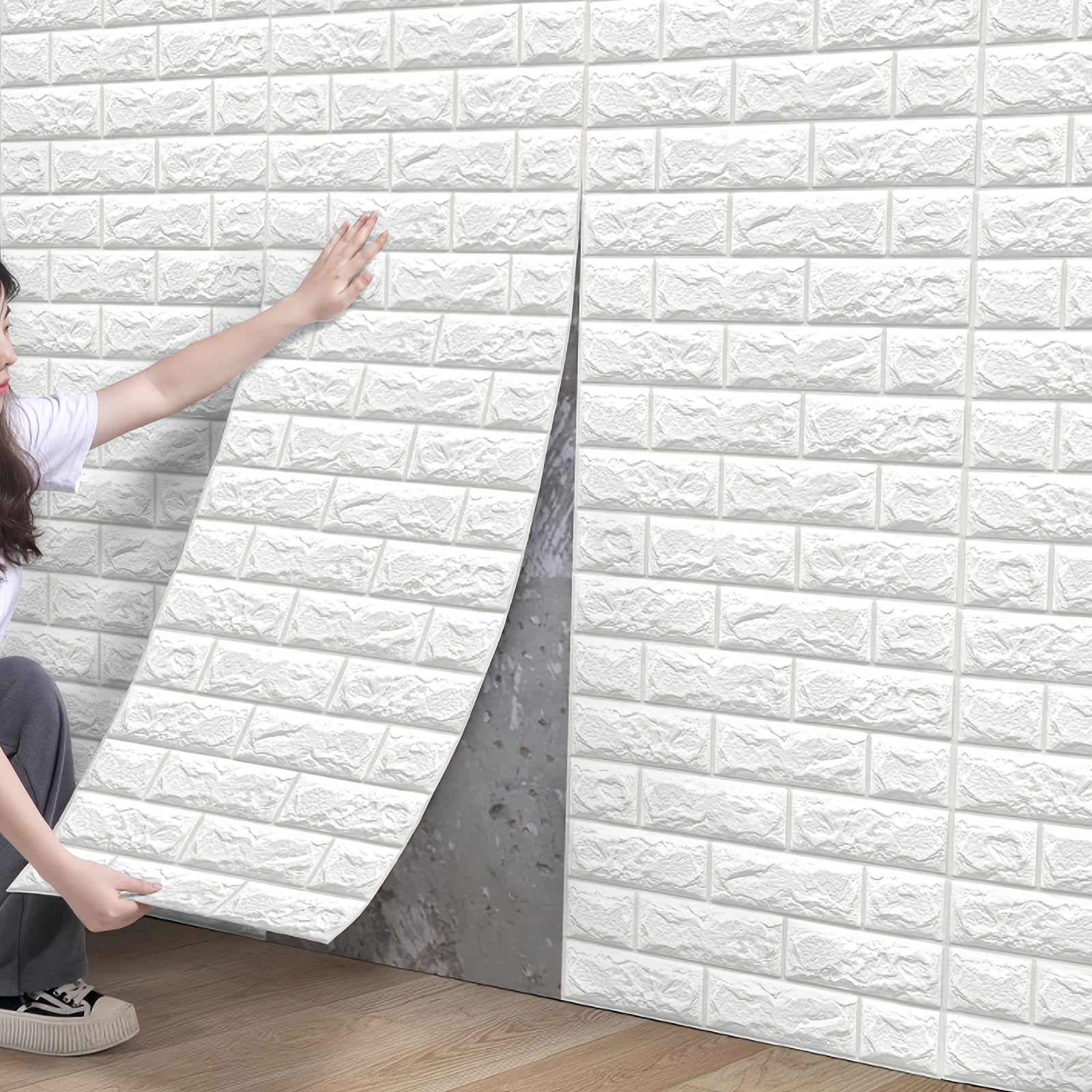 Foam Brick Wallpaper Sticker Self-Adhesive Waterproof 50cm x 5m Indoor Decor