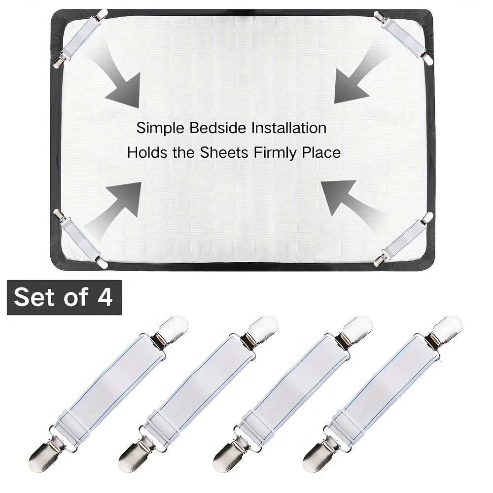 Set of 4 Non-Slip Bed Sheet Clips Adjustable Mattress Corner Holders Household Fasteners