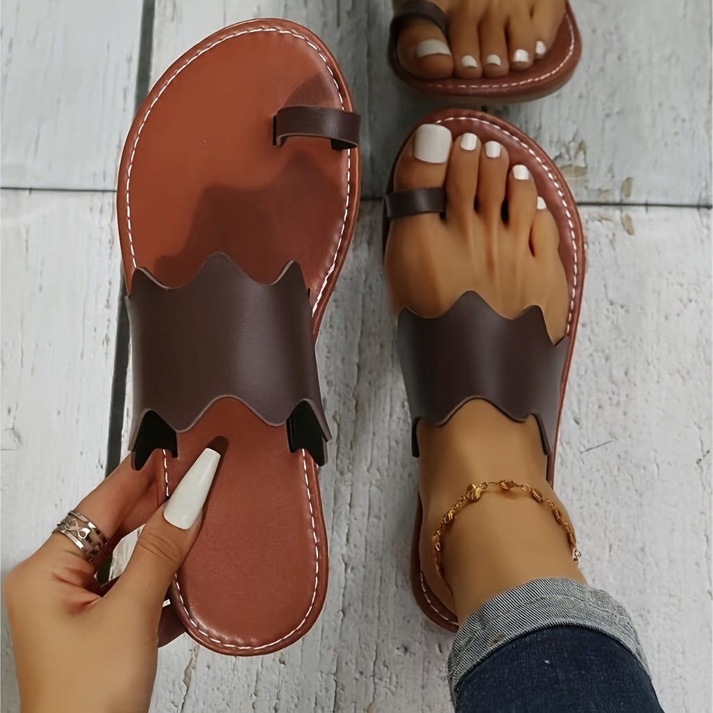 Женские легкие сандалии с петлей на пальце, открытые шлепанцы, летняя обувь