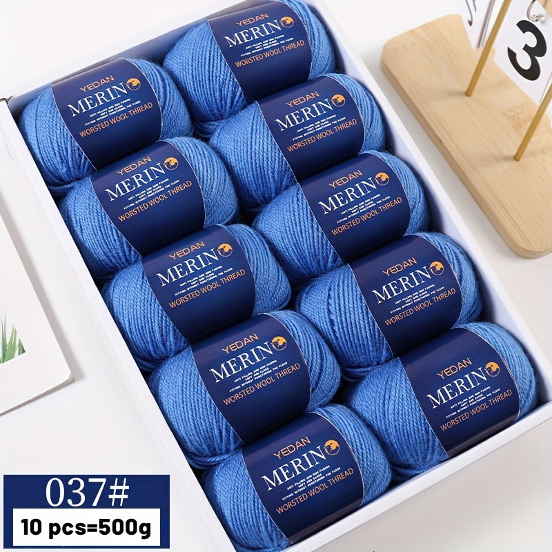 10 piezas de hilo de lana 500g multicolor en degradé, anti-pilling, suave para tejer accesorios de moda