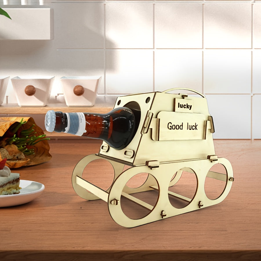 Wooden Wine Rack for 4 Bottles, Home Bar and Kitchen Decor, Perfect Gift