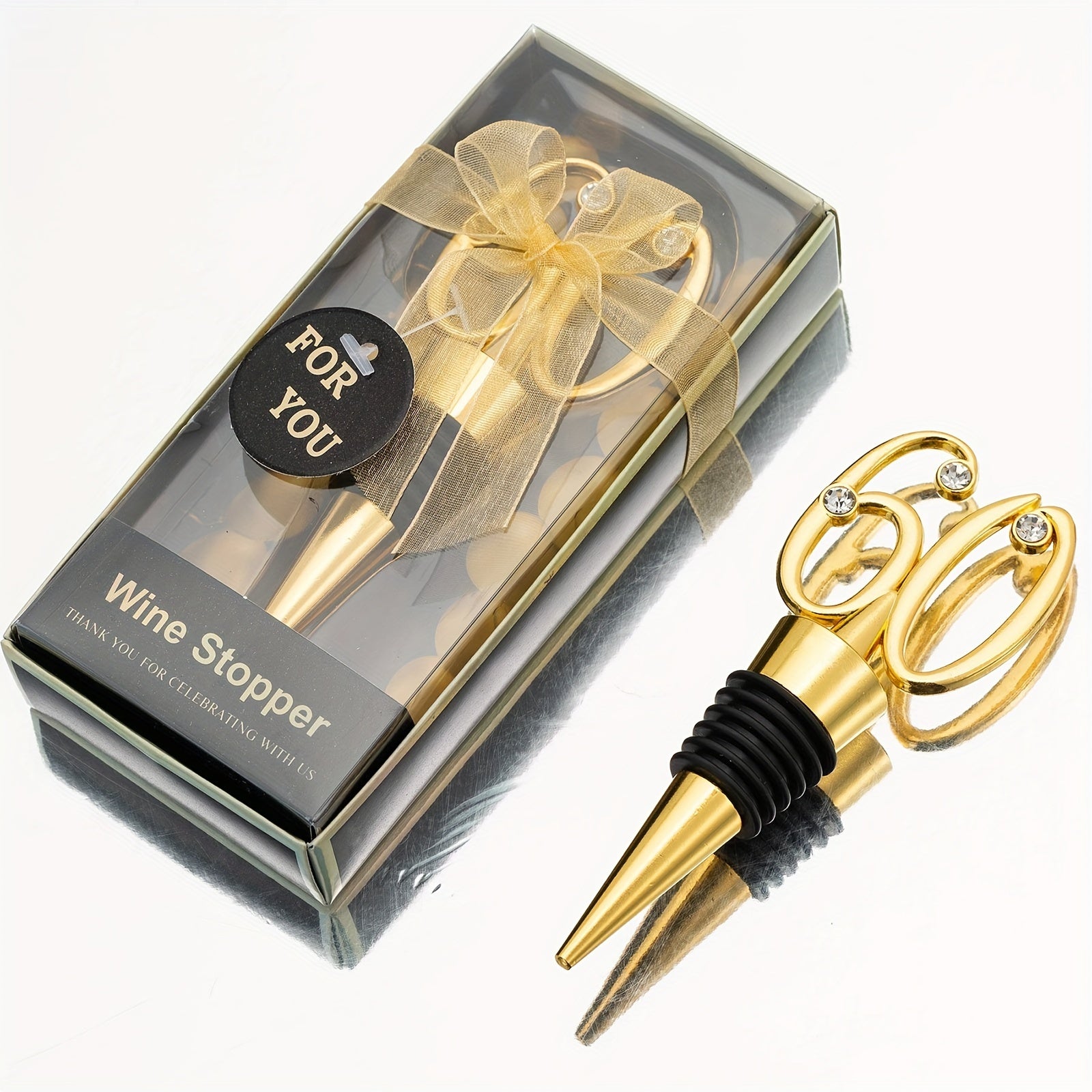 Golden Wine Stopper with Gemstone Accents for Gifts and Celebrations