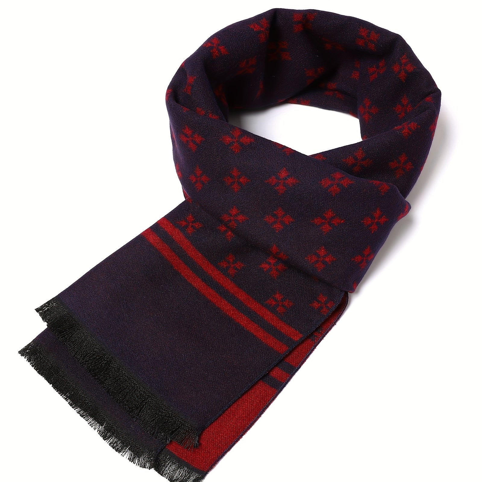 Men's Thick Plaid Scarf 180x30cm Soft Imitation Cashmere Autumn Winter Gift