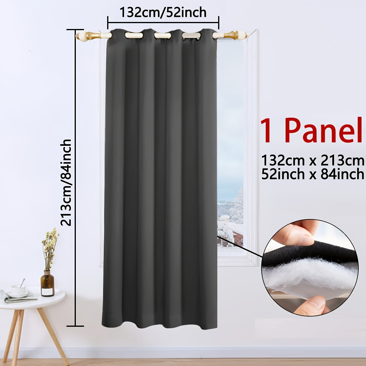 Qorong'i Grommet Qopqog'i 100% Polyester Termal Izolyatsiya uchun Yotoqxona va Mehmonxona