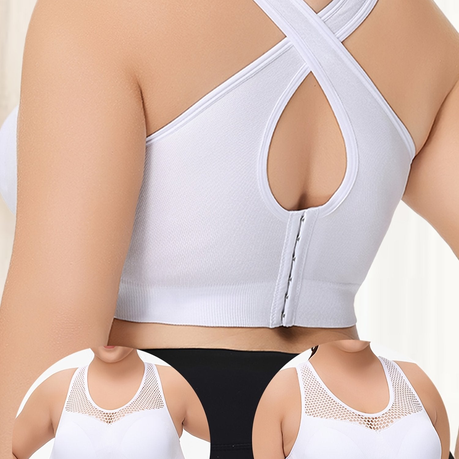 Plus Size Seamless Breathable Sports Bra Wire-Free Yoga Bra with Removable Pads