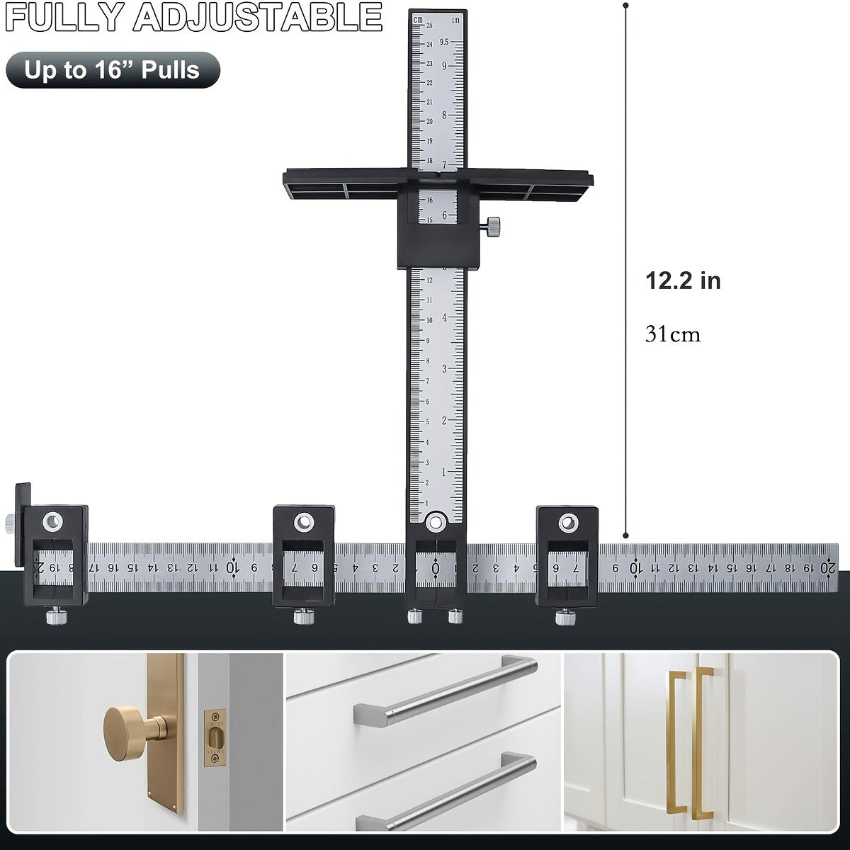 Black Cabinet Hardware Jig Tool for Installing Handles and Knobs
