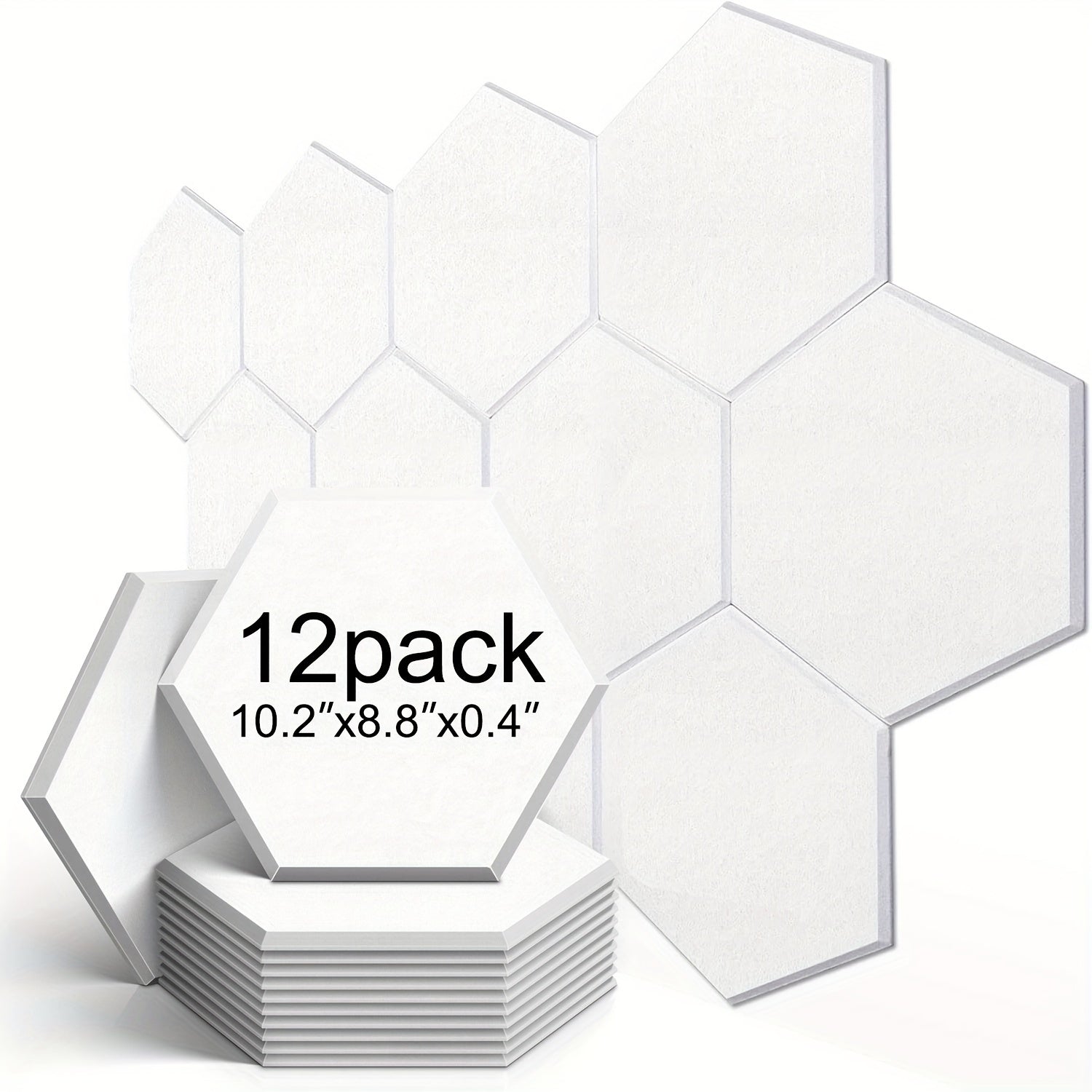 12-Pack Self-Adhesive Hexagonal Acoustic Panels 10.2 x 8.8 Inches for Home Office Studio
