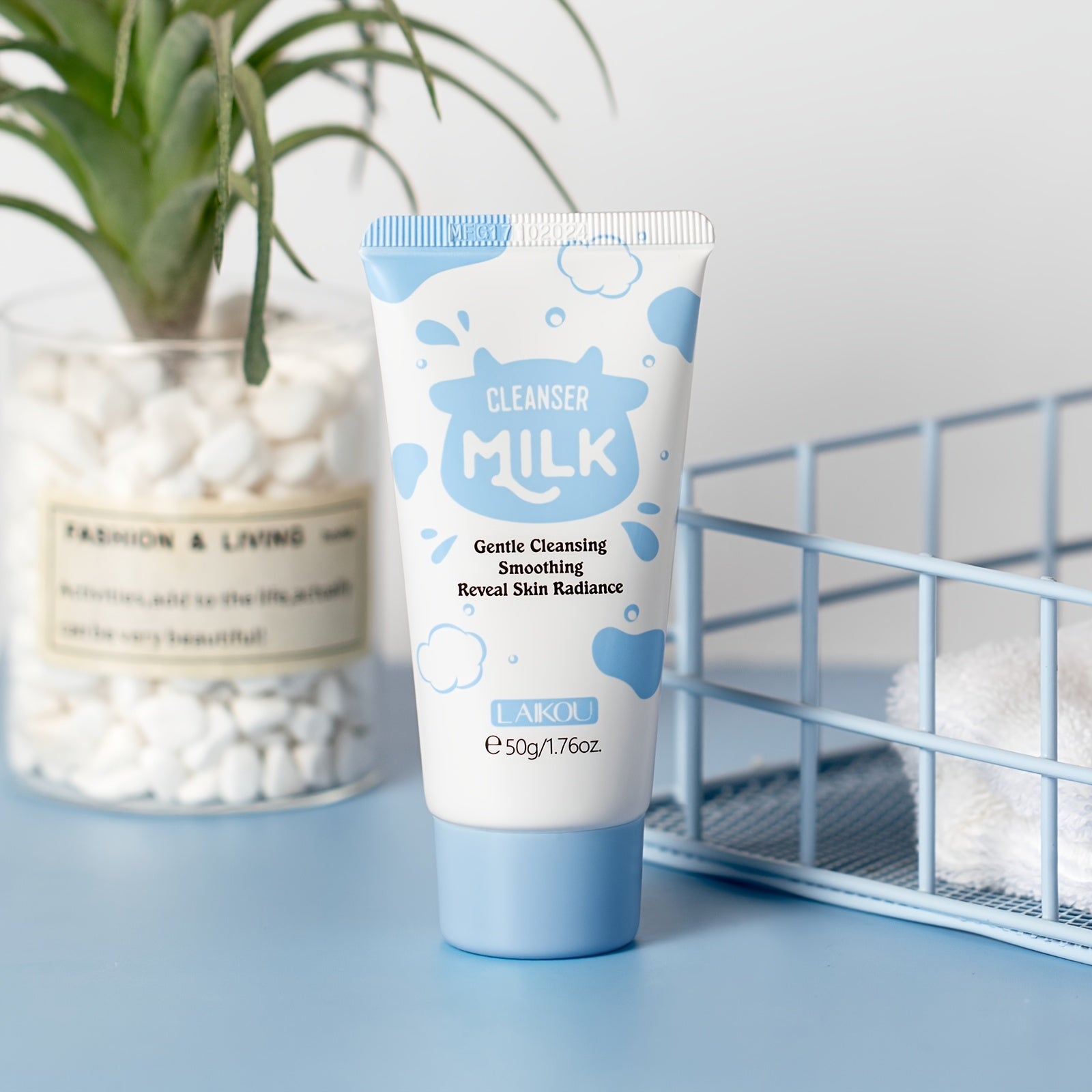 Set de cuidado de la piel con leche para todos los tipos de piel, hidratante, con limpiador, suero, crema facial y cepillo