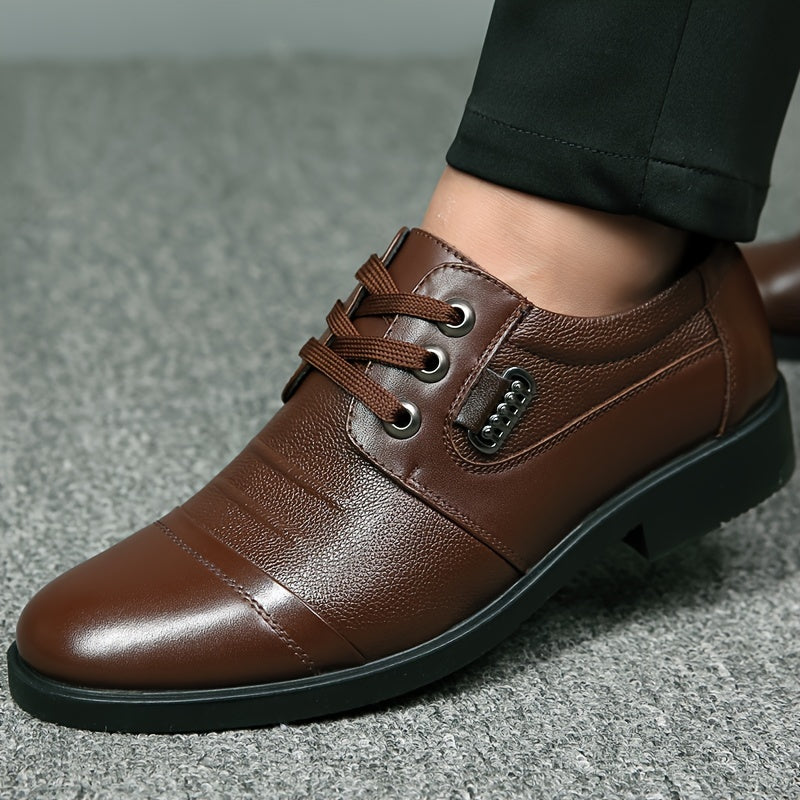 Zapatos Derby de cuero para hombre con forro de felpa y suela de goma para uso casual y de negocios