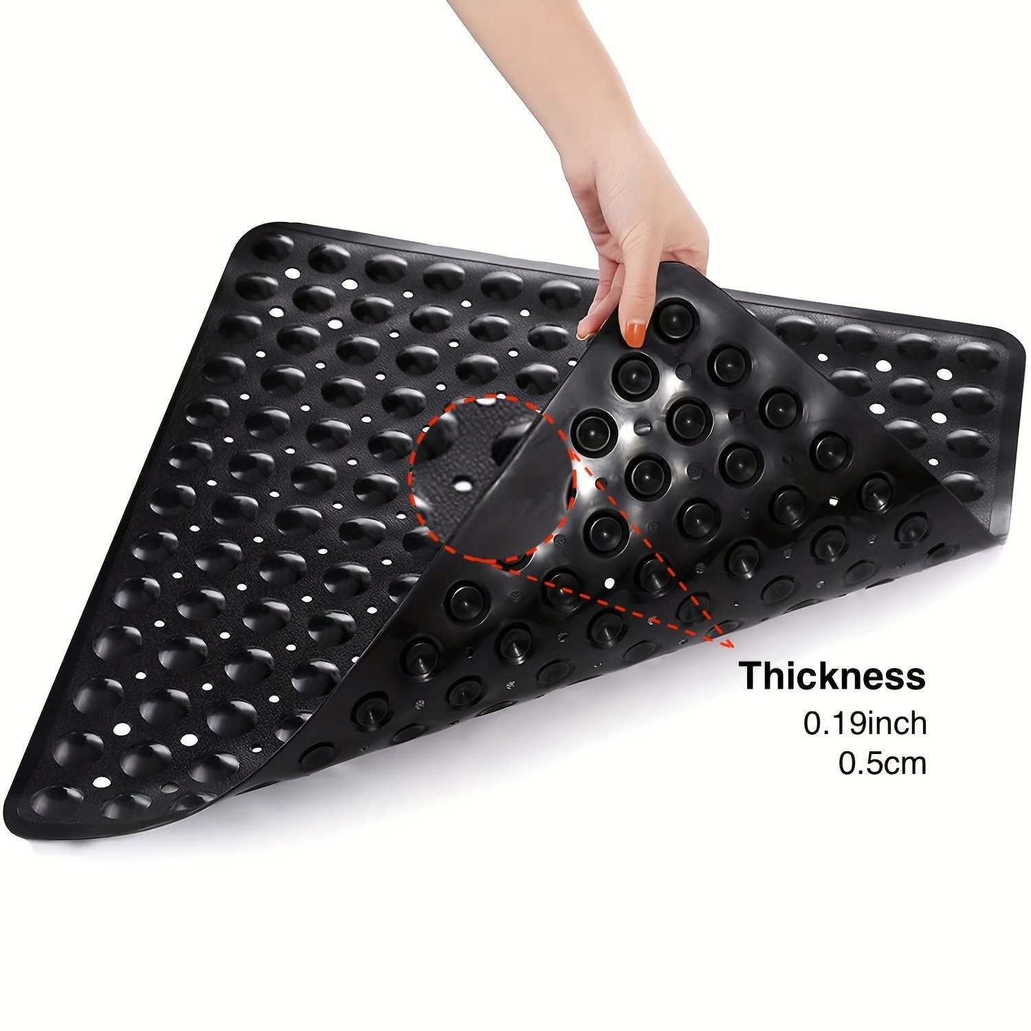 Alfombrilla cuadrada antideslizante para bañera con ventosas, orificio de drenaje, lavable a máquina, seguridad en el baño