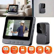10.92 cm Video Doorbell with Infrared Night Vision Wireless Intercom and Long Battery Life