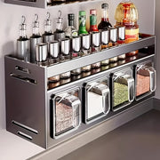 Aluminum Wall-Mounted Storage Rack for Condiments Multi-Functional Tiered Shelf