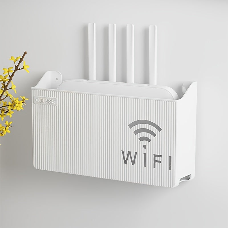 Wireless Router Wall Mount Organizer with Easy-Install Wall Mount and Utility Hooks