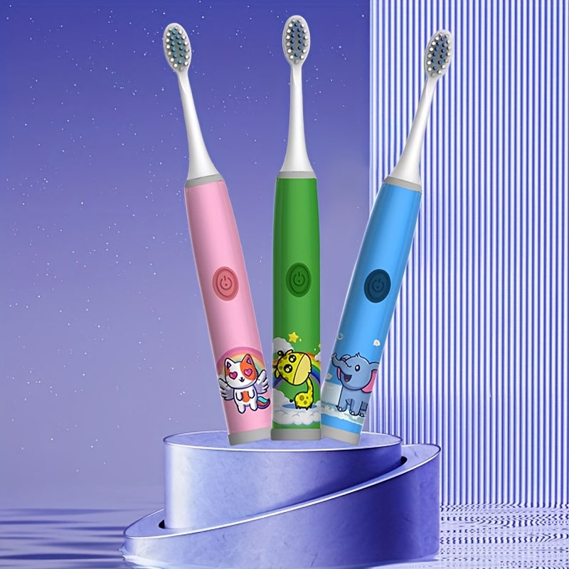 Детская электрическая зубная щетка для детей 3-15 лет, работает на батарейках, 3 цвета, мягкая для зубов