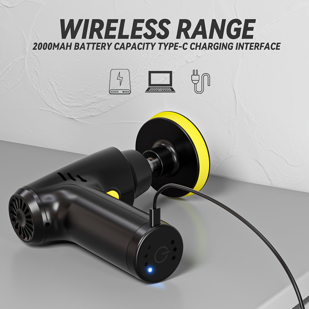 Rechargeable Cordless Car Polisher with 2000mAh Lithium Battery and USB Charging