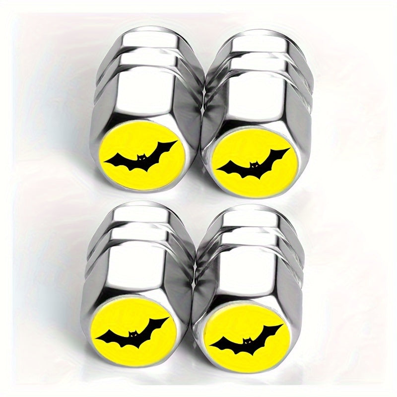 4 Pack Yellow Chrome Car Tire Valve Cap Covers for Auto Motorcycle Truck Bike
