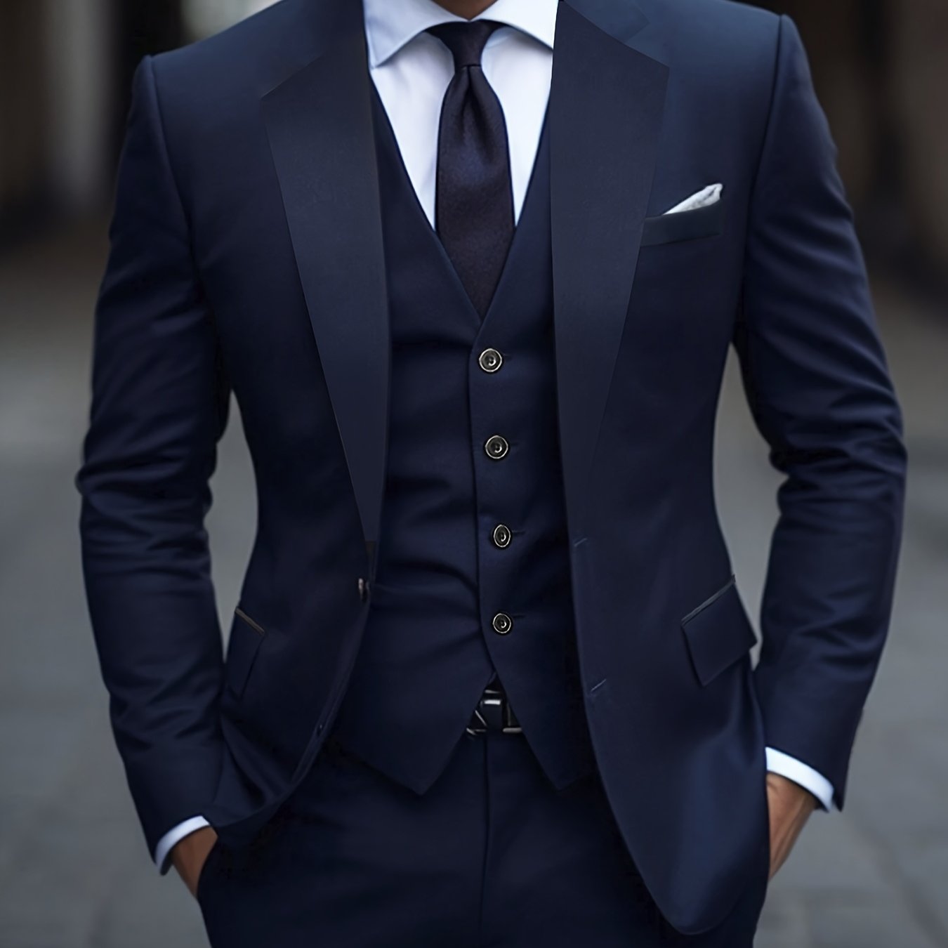 Traje de poliéster sólido de dos botones para hombre con chaleco para boda, entrevista y fiesta