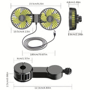 Portable USB car fan with rear seat backrest and electronic fan for strong wind