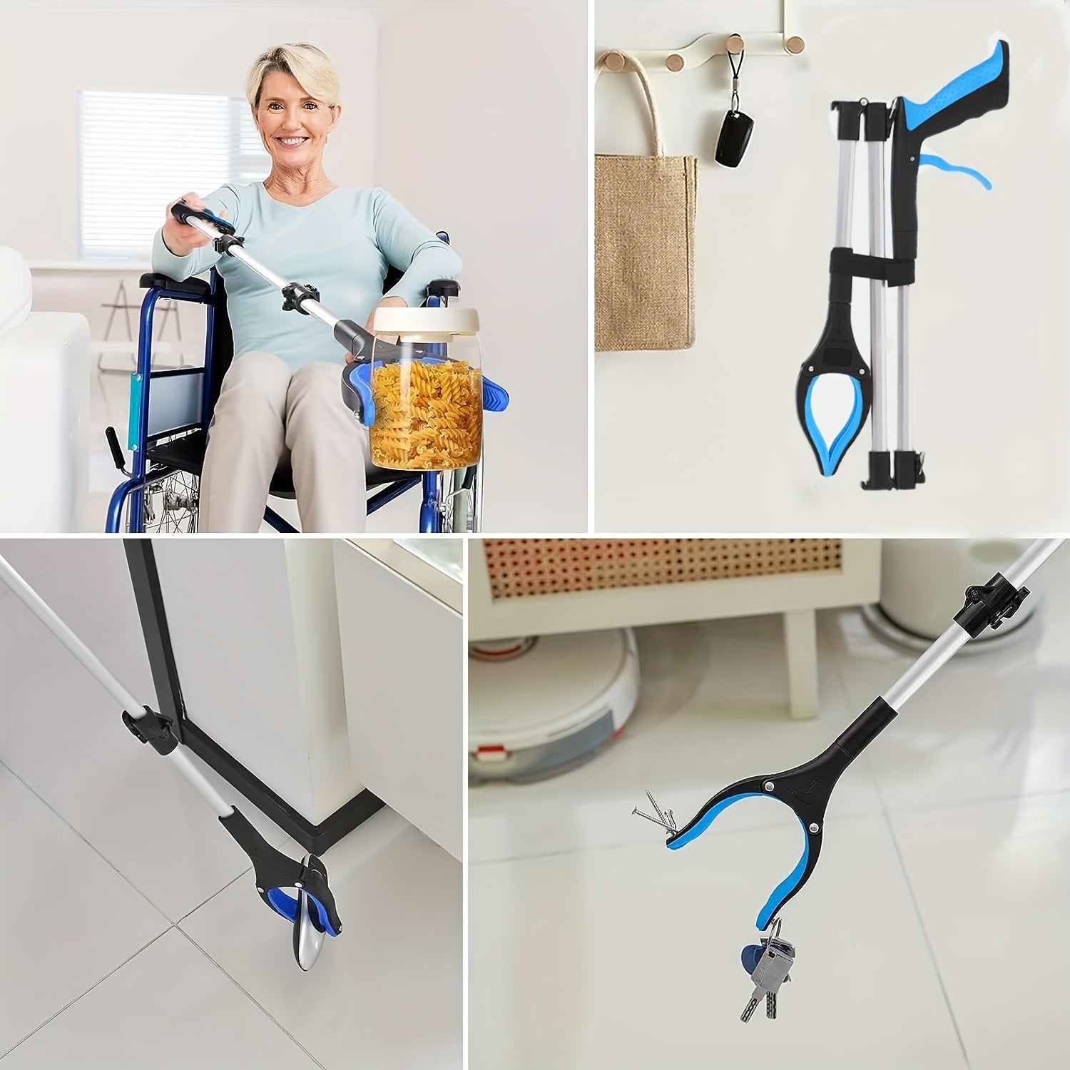 Portable trifold garbage clip with long handle for sanitation cleaning