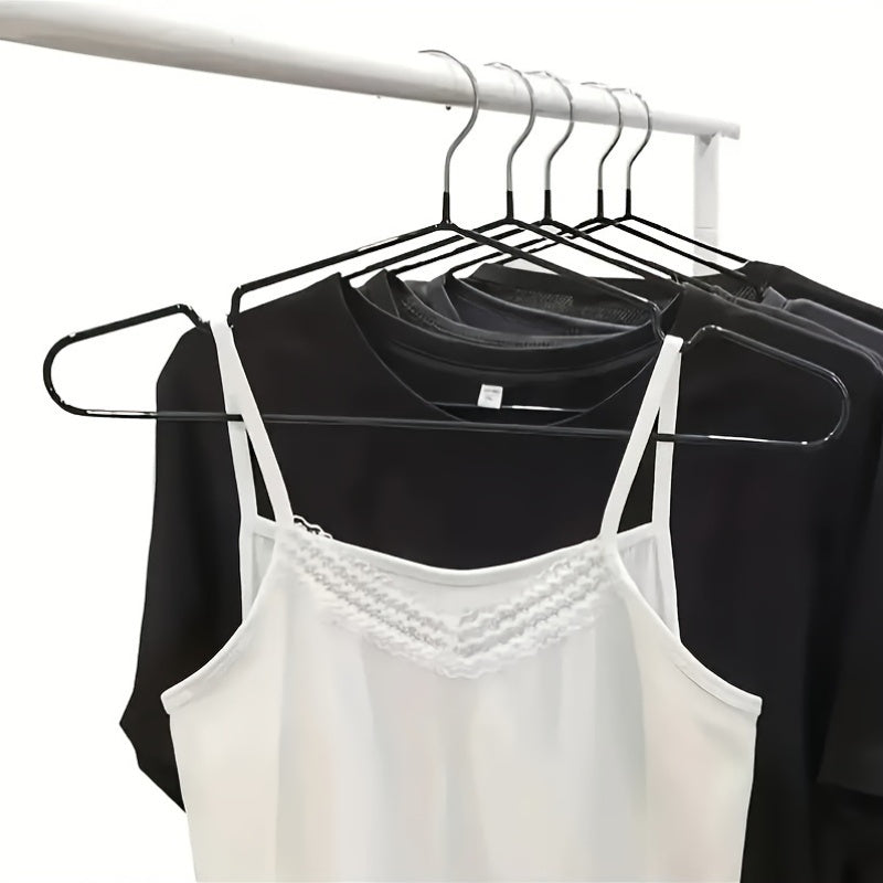 Set of 10 Metal Clothes Hangers Non-Slip Plastic Coated Sturdy Adult Hangers for Air Drying and Organization