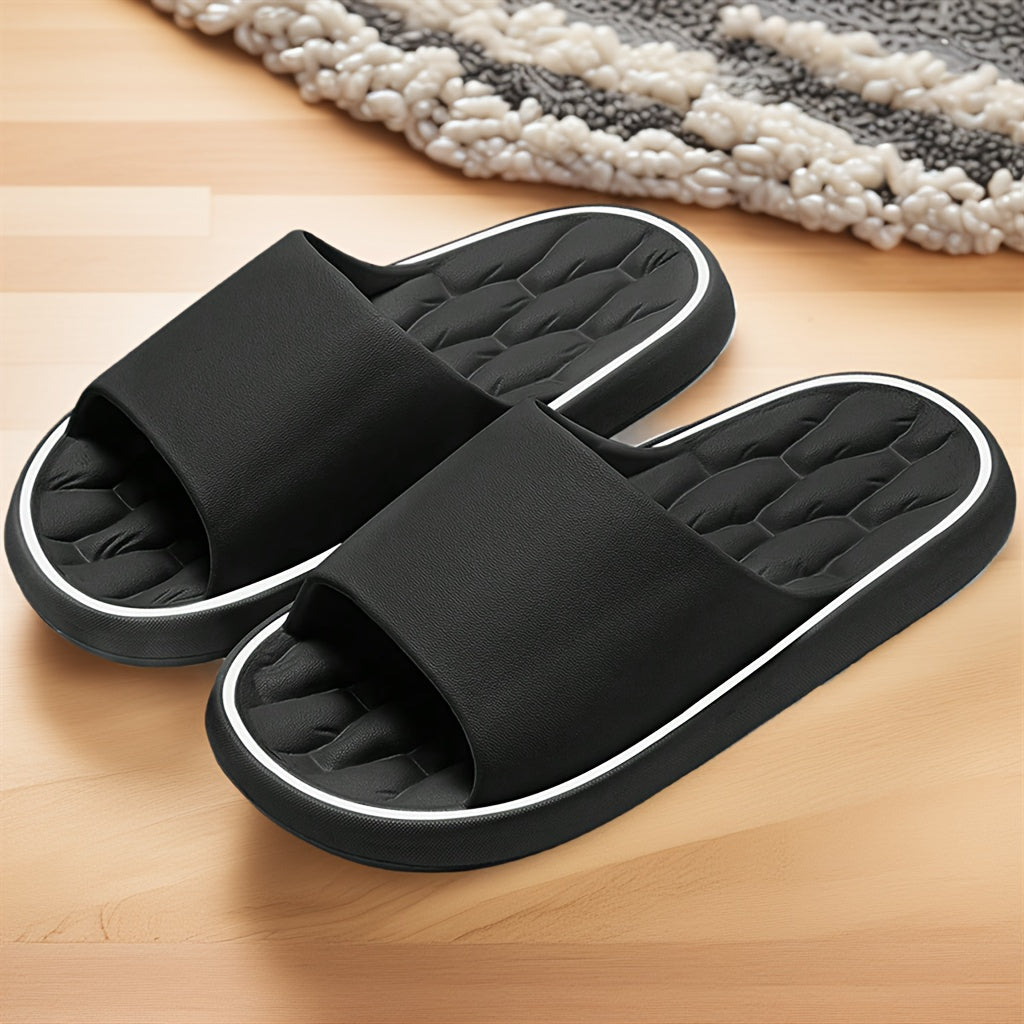 Men's Women's Anti-slip Indoor Outdoor Slippers Thick Sole Black Large Size