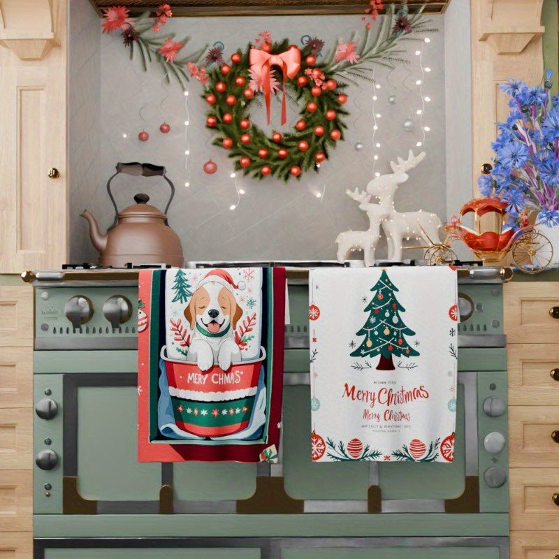 Kitchen Towel Set 45.72x66.04 cm Soft Tea and Christmas Decor Gift